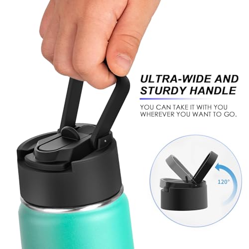 Image of koodee 22 oz Water Bottle Stainless Steel Vacuum Insulated Wide Mouth Sports Water Bottle with Straw Lid, Reusable Metal Water Bottle for Girls Women (Teal)