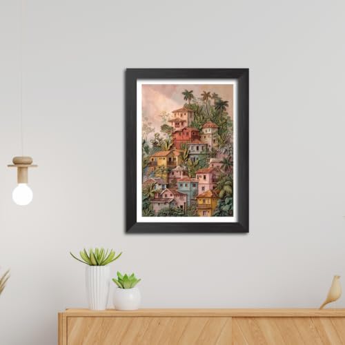 Image of TenorArts Architecture Art 3D Clay Textured Digital Art Print Photo Frame, Modern Art Abstract Painting For Bedroom Living Room Home and Cafe Decor | Minimal Drawing Black Framed Posters for Decoration (9x12 inches) [CL-S10]