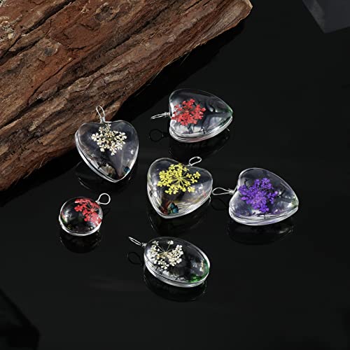 OOTSR 18 Pieces Transparent Dried Flower Tree Mixed Colors Lacework Drop Shaped Ball Beads Round Heart - Image 2