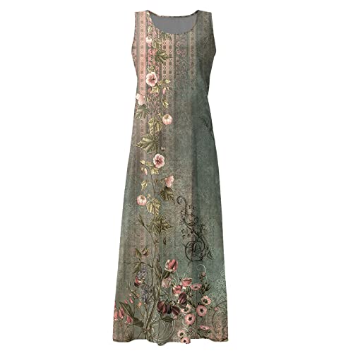 Plus Size Cotton Linen Summer Dresses for Curvy Women 2025 Sleeveless Maxi Vacation Beach Sundresses with Pockets