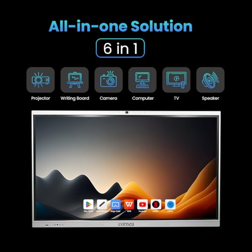 Image of Cornea 98 Inch All in One Interactive Smart Board 3840X2160 Pixel 4K UHD Display and Dual Operating System Android and Windows Version with K-12 Content and Cornea WritePro for Office, School