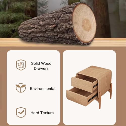 Table de nuit pour chambre à coucher en bois massif et cuir - 3