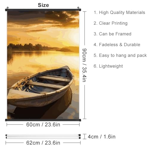 Toile imperméable grand format de bateau en bois, déco murale suspendue - 2