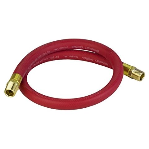 PneumaticPlus Luft- und Wasserschlauch aus synthetischem EPDM-Kunstgummi, 6,35 mm Innendurchmesser x 1,3 cm Außendurchmesser mit 6,35 mm NPT-Außenanschlüssen (3 m) Cover