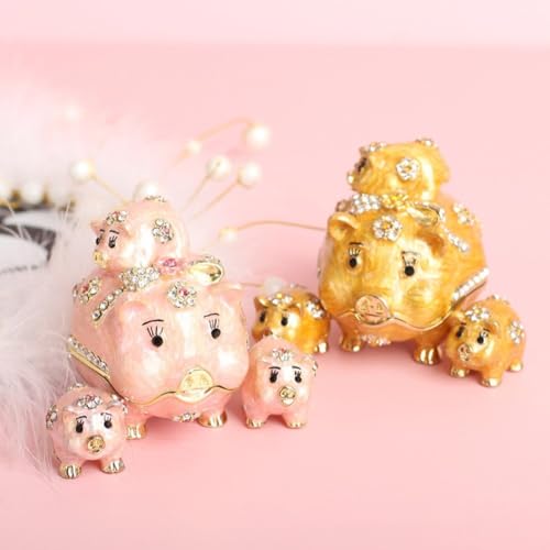 Boîte à bijoux cochon mignon Hrippy en émail à charnière