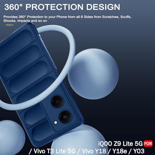 Image of TheGiftKart Liquid Silicon Back Cover Case for iQOO Z9 Lite /Vivo T3 Lite 5G / Y18 /Y18e /Y03 /Y28s /Y37 | Shockproof Military Grade Protection | Micro-Fibre Cloth On Inside | Anti-Slip Grip (TPU, Blue)