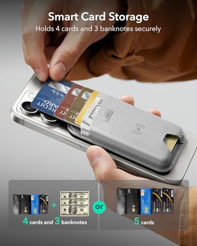 Image of ESR for MagSafe Wallet with Find My, 5-Card Holder, 3,200g Magnet for iPhone 16 /15 /14 /13 /12 (Excludes Mini), Grey