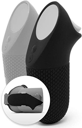Dual Skin Set + Mounting Clip for Oculus Go Controller - Premium Gel Shell Silicone Grip Covers w/ Low-Profile Traction Diamonds (Set of 2 + Clip) HEADSET & CONTROLLER NOT INCLUDED