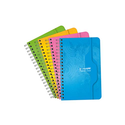 Calligraphe 76C Un Carnet à Spirale (une Marque de Clairefontaine) - 11x17 cm - 100 Pages Petits Carreaux - Papier Blanc 70 g - Couverture Carte Recyclée Vernie - Couleur Aléatoire
