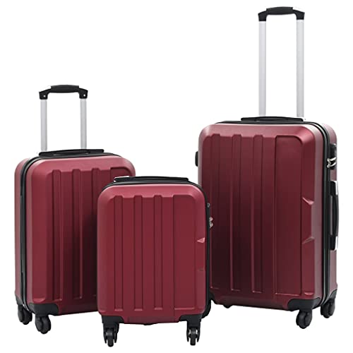 Stylish Hardcase Trolley Set for Stress-Free Travel, Durable ABS Material, Space-Saving Design, Wine Red
