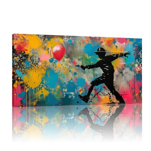 Peinture Banksy graffiti grand format pour habiller un mur vide sans cadre