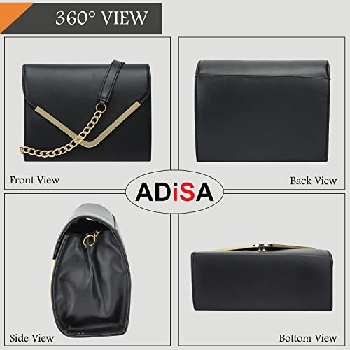 ADISA women girls V-flap crossbody sling bag with gold chain - Image 3