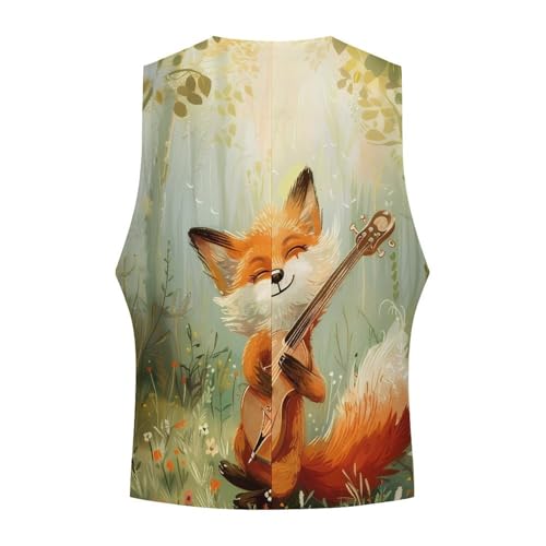 Musical Fox in Forests Novelty Men's Suit Vest Casual Formal Dress Vests Business Waistcoat4