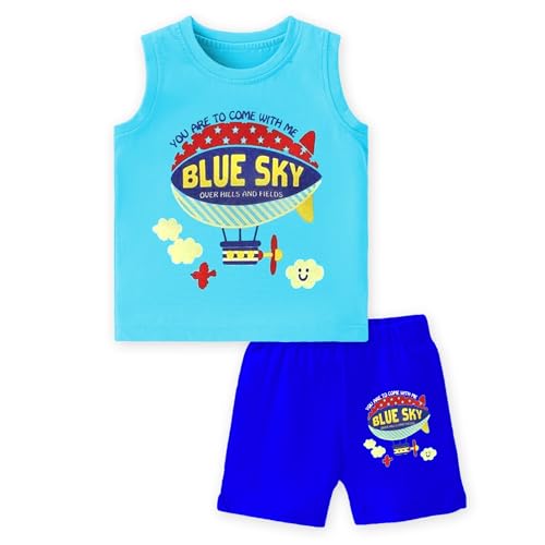 Image of TS LAVI TAVI Baby Cotton Clothing Set | Sleeveless T-Shirt & Shorts Combo | Summer Wear for Boys & Girls | Soft Breathable Fabric | Multicolor Pack of 3