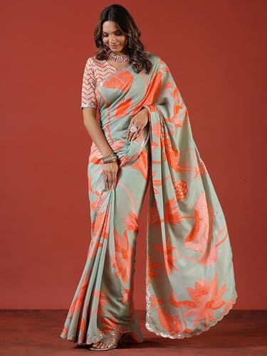 Sari Vichitra de seda tejida ropa tradicional india con blusa 4