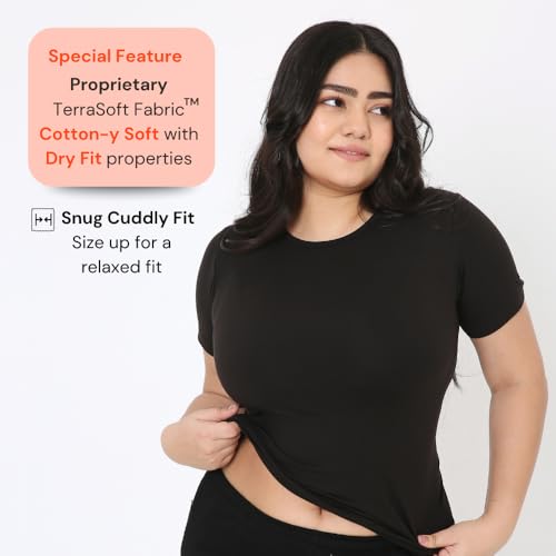 Image of Terractive Women's Cuddle Baby T - Soft Premium Cotton Half Sleeve Tee - Stretch Fit Tagless Comfort Lightweight Breathable Everyday Wear Casual Top for Lounging Layering or Outings