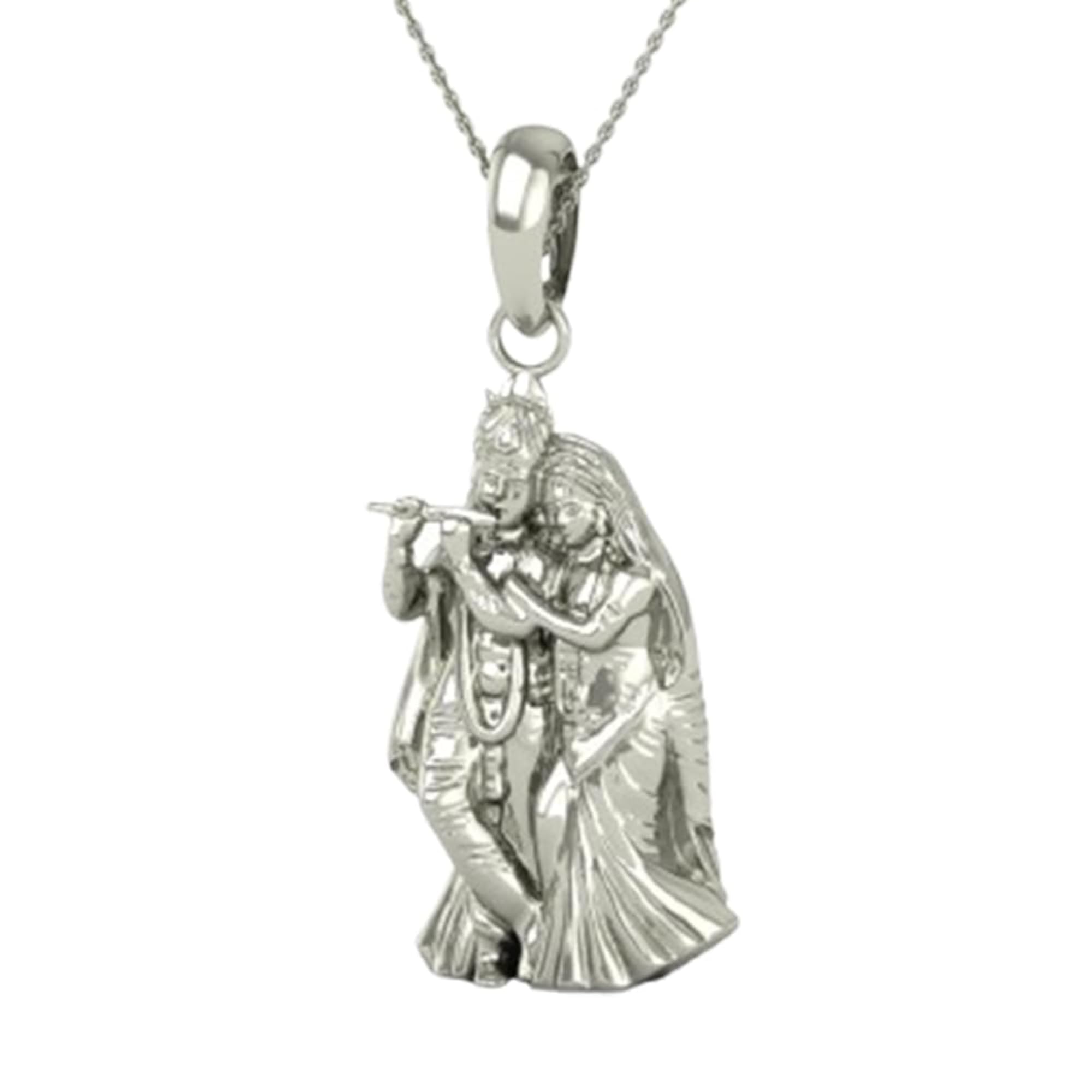 925 Silver Lord Radhe Krishna Locket Pendant, Unisex