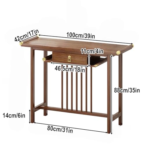 Mesa de entrada estrecha de madera con un cajón organizador para pasillo 3