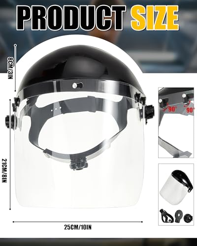Image of Copkim Safety Face Shield for Grinding and Cutting with 10 Replacement Clear Visor Adjustable Headgear, Lightweight Full Impact Resistant Face Shield Mask for Work Chemical Woodworking Industrial