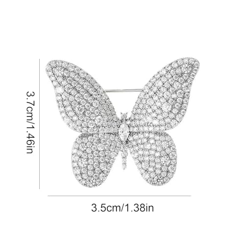 Image of Gold /Silver Butterfly Brooches for Women Rhinestone Tassel Butterfly Pin Brooch Dainty Crystal Lapel Pin Animal Insect CZ Brooch Lapel Pin for Coats Jackets Sweaters Accessories