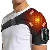 Shoulder Heating Pad with Massage, Cordless Heated Shoulder Wrap for Pain Relief, Rotator Cuff & Frozen Shoulder Support, Portable 3 Heat & 3 Vibration Shoulder Massager for Deep Tissue