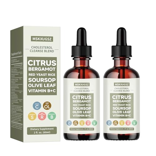 Red Yeast Rice Drops with Citrus Bergamot Non-GMO Natural Vegan 2 fl oz(Pack of 2)