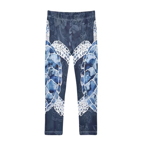 Toddler Girls Leggings Printed Yoga Pants Leggings Blue White Sea Turtle for Kids