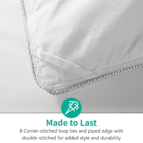 Image of APSMILE Summer Duvet Insert Oversized King,Down Feather Fibers Comforter | Lightweight Blanket-Cooling for Hot Sleeper,400TC Noiseless Fabric,8 Corner Loops,Ethical down.Machine Washable,White,120x98