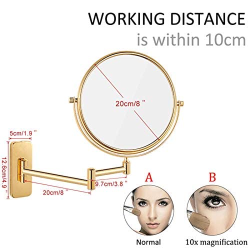 Espejo de Maquillaje Redondo Montado en Pared 8 Inch miniatura 3