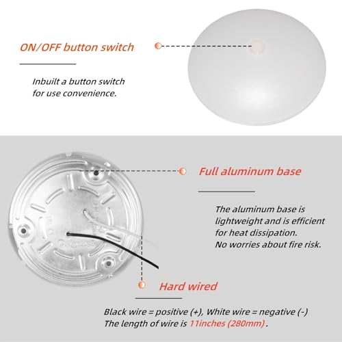 Dream lighting RV 12volt LED Ceiling Lights Interior Trailer Boat Dome Light with Switch 4000K Pure White Lighting 5.4W 4.5inch Pack of 2