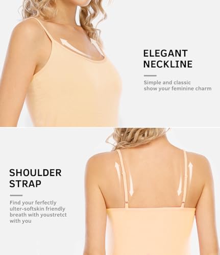 Image of Air Curvey 4 Pack Camisole Tops for Women Basic Undershirt Tanks Adjustable Spaghetti Straps Camis Seamless Soft Layering Top