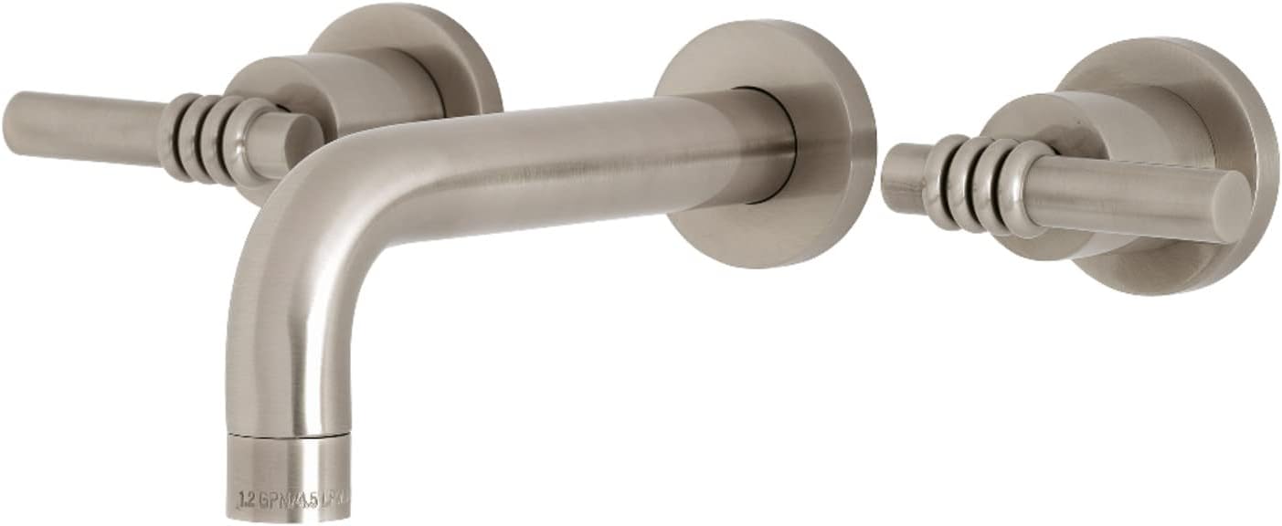 Kingston Brass KS8120ML Milano 2-Handle 8 in. Wall Mount Bathroom Faucet, Matte Black