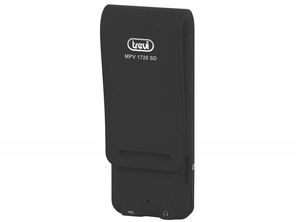 Trevi MPV 1728 SD Lettore Mp3 con Micro SD Card Inclusa, Movie Player, Batteria Ricaricabile, Clip per Uso Sportivo, Nero