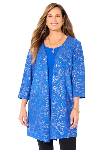 Catherines Women's Plus Size Black Label Metallic Cardigan