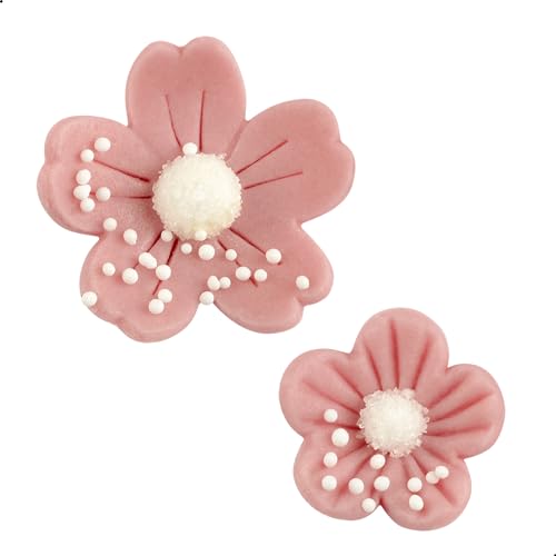 Günthart 90 Sück Marzipan Blumen groß und klein in 4 Farben gelb, lila, orange, rot, rosa, 1er Pack 300 g