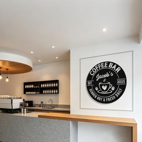 Image of Personalized Coffee Bar Metal Sign, Custom Coffee Signs, Custom Coffee Name Signs for Cafe Station, Coffee Wall Art Decor for Kitchen, Cafe Shop Decor, Cafe Lover Gift