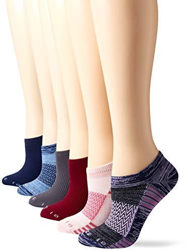 Amazon Brand - Core 10 Women's 6-Pack Performance Sport Athletic No Show Socks, Navy/Lavender/Wine, Shoe Size: 4-10