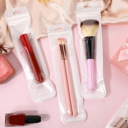 Image of 50Pcs Jewelry Packaging Bags, 2.16x8.66 Inch Transparent Lip Gloss Packaging Bags Resealable Pouch Zipper Storage Bags for Small Business Keychain Jewelry Candy Food