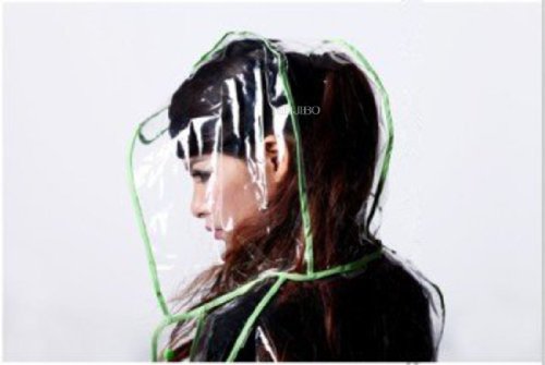 City Block Bearcat Transparent with Colorful Edge Fashion Raincoat (Green)3