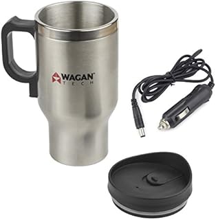 WAGAN TECH(R) EL6100 12V Stainless Steel 16 oz Heated Travel Mug with Anti-Spill