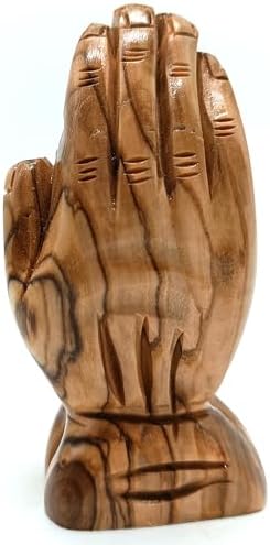 Zuluf Escultura de mãos rezando em madeira de oliveira pequena - feita à mão em Belém, Terra Santa |...
