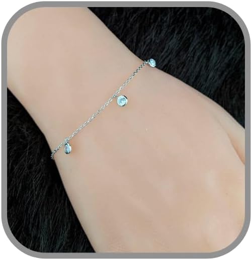Cubic Zirconia by the Yard Bracelet 925 Sterling Silver/Dangling Bracelet/Stacking Bracelet/Adjustable Length/Gift for Her