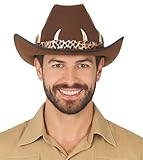 Sombrero vaquero australiano de fieltro, ideal para completar tu look en fiestas temáticas del oeste o disfraces. Color marrón.