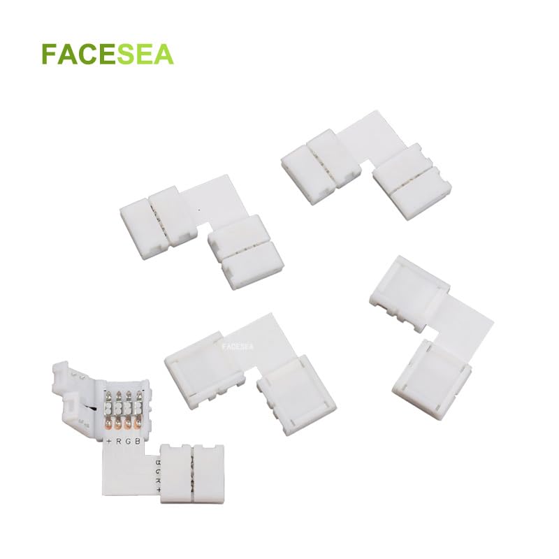 Wiring Connecting Terminals - 100sets/lot Solderless L Shape 90 Degree Corner 10mm PCB 4pin RGB LED Connectors with Clips for 12V 5050 LED Strip