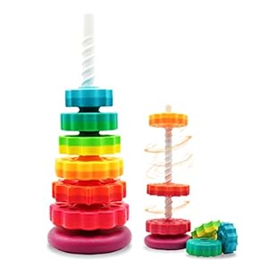 (1 PCS) Spinning Stacking Toys,Spin Toys ABS Plastic and Color Rainbow Design,Focus on Children Educational and Interactive Learning’s Stack Toys, Suitable for Gifts for Boys and Girls