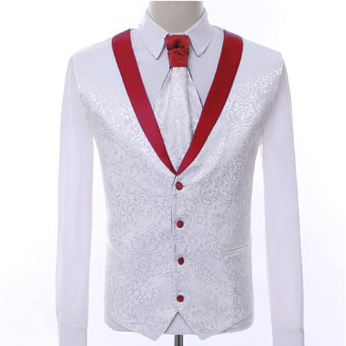 Men's Suits Slim Fit 3 Piece Suits for Men White Premium Floral Blazer Wedding Suits Jacket Vest Pants Men Tuxedo Suits Set3