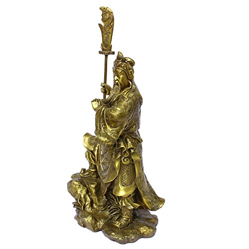 Chinese Fengshui Handmade Woosung/Wu Sheng Guangong Figure Sculpture Guan Yunchang/Guan Yu Statue Brass Collectible Figurine Home Decor Gift #TOP2