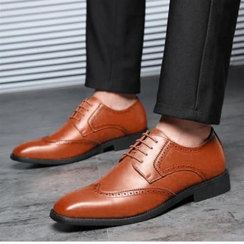Formal Shoes for Men Lace Up Square Toe PU Leather Cap Toe Shoes Leather Formal Business Oxford Shoes Genuine Leather Dress Formal Shoes for Men4