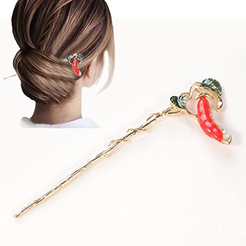hair stick, Red Pepper Hair Chopsticks,Comics Chinese Style Hair Pin