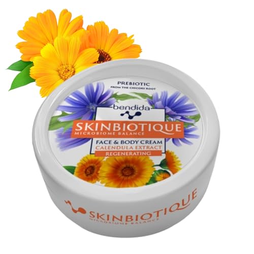 Bendida SKINBIOTIQUE Crema viso e corpo con calendula 150 ml – Crema idratante con PreBIULIN FOS | cura quotidiana per tutti i tipi di pelle | assorbimento rapido, sensazione piacevole sulla pelle